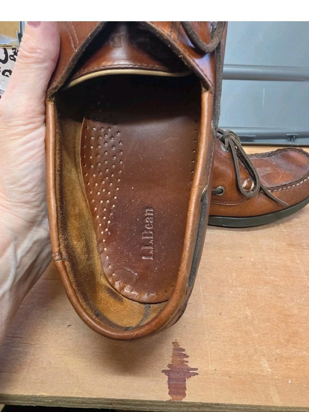 LL Bean Boat Shoes Mens 13D Brown Leather Casco Bay Moccasin Loafers Casual